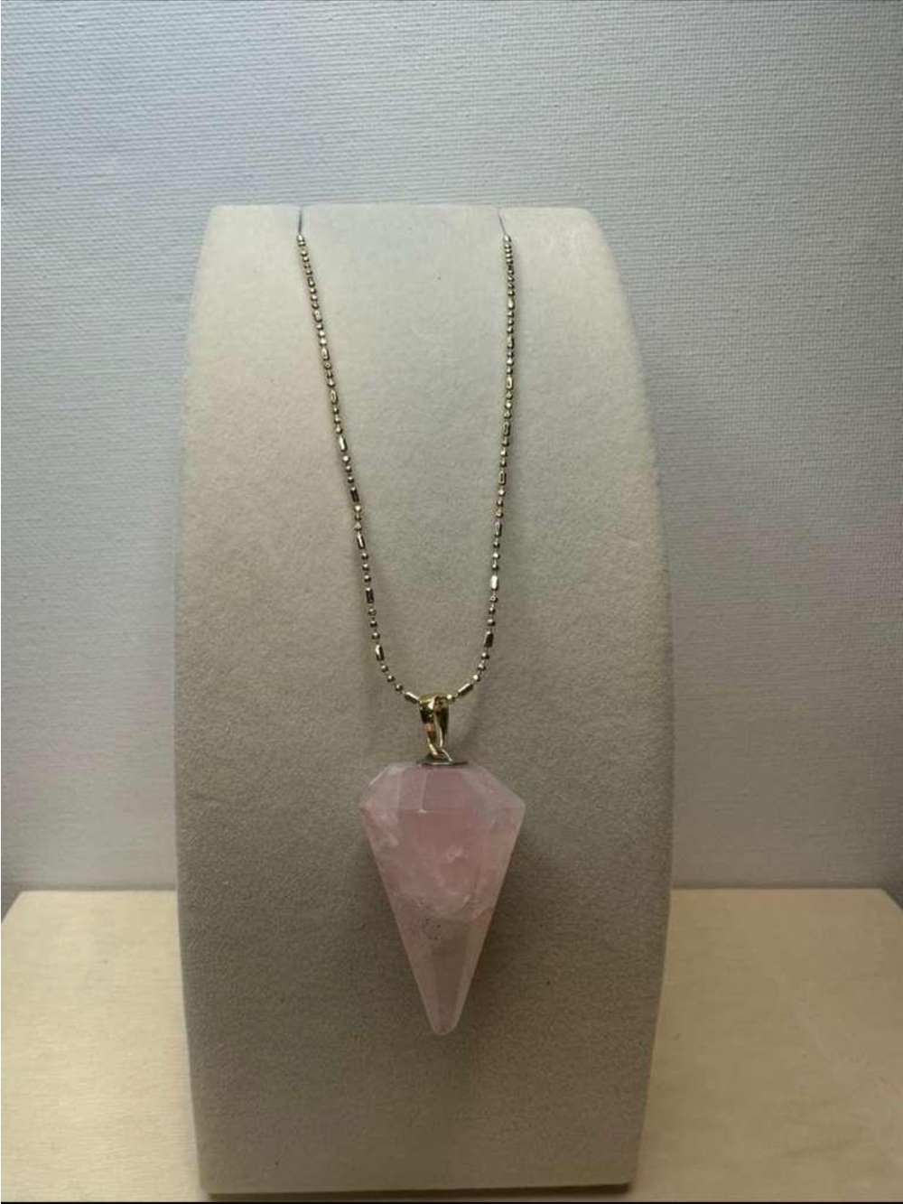 Rose Quartz Point Pendant Necklace - Pink Crystal Pendant